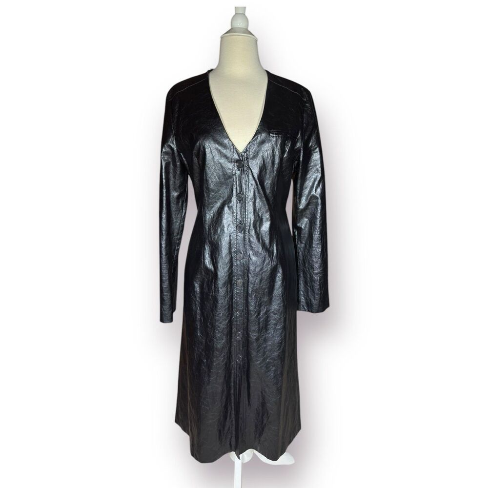 Leuni Backless Vegan Leather Black Dress Gothcore Size‎ Medium
